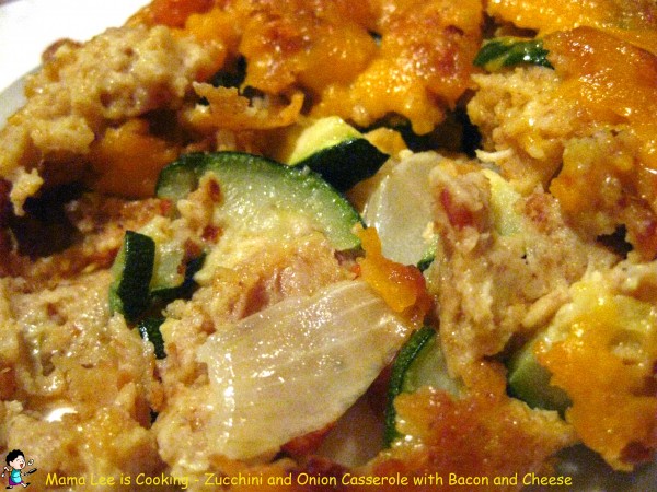 Zucchini and Onion Casserole with Bacon and Cheese