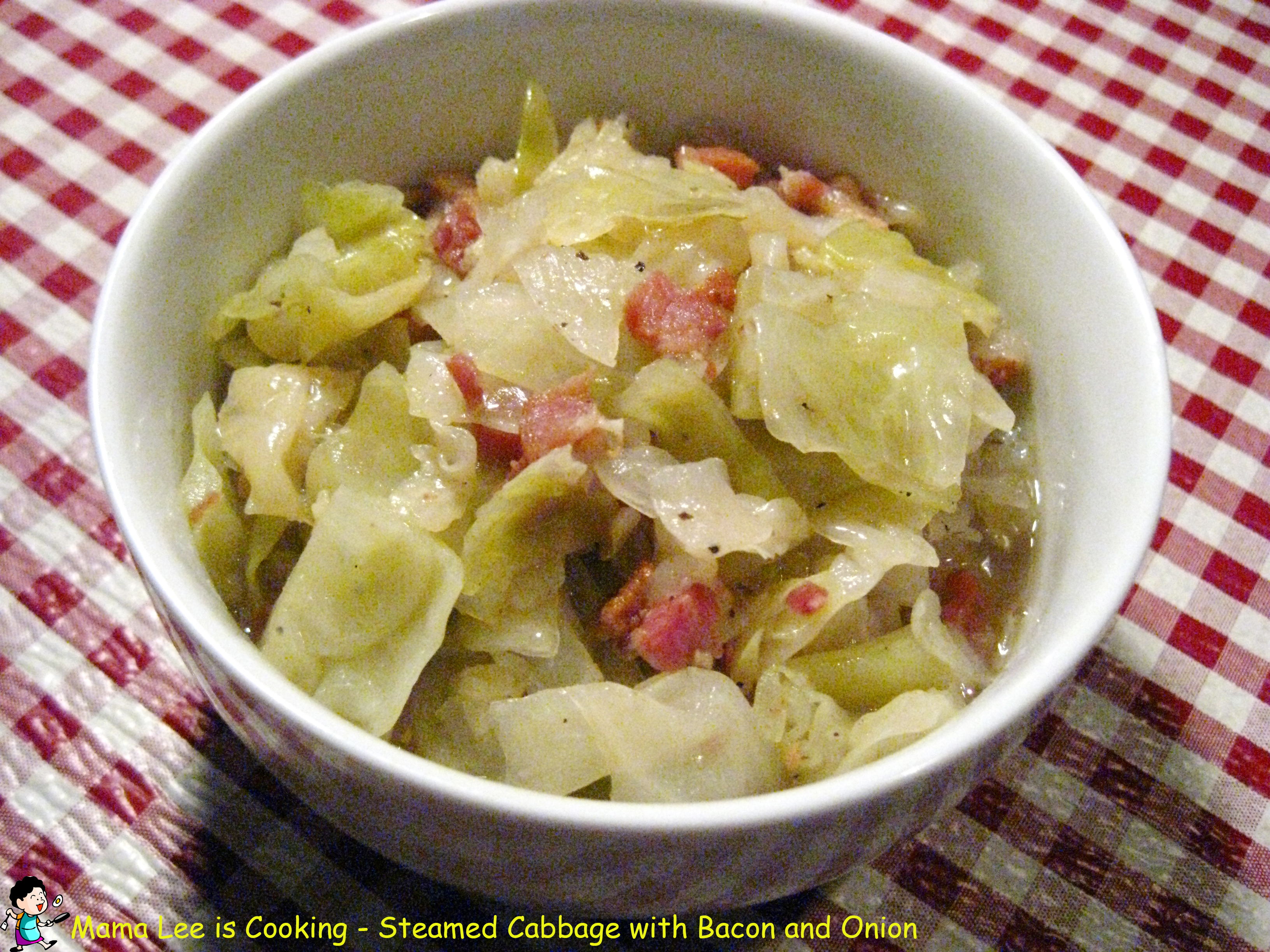Steamed Cabbage with Bacon and Onion