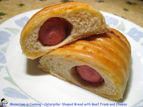 Caterpillar Shaped Bread with Beef Frank and Cheese
