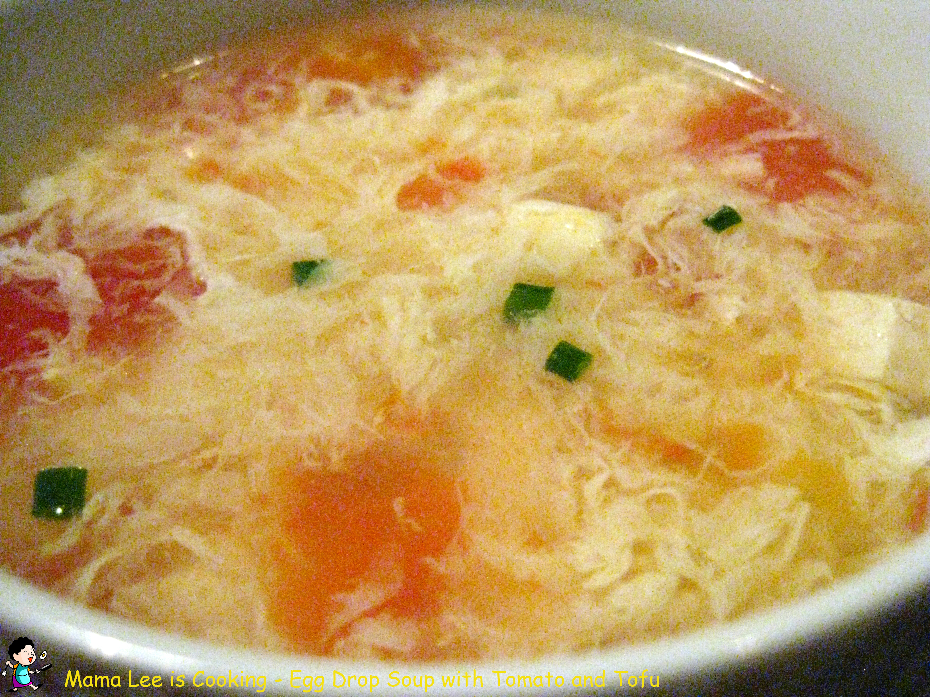 Egg Drop Soup with Tomato and Tofu